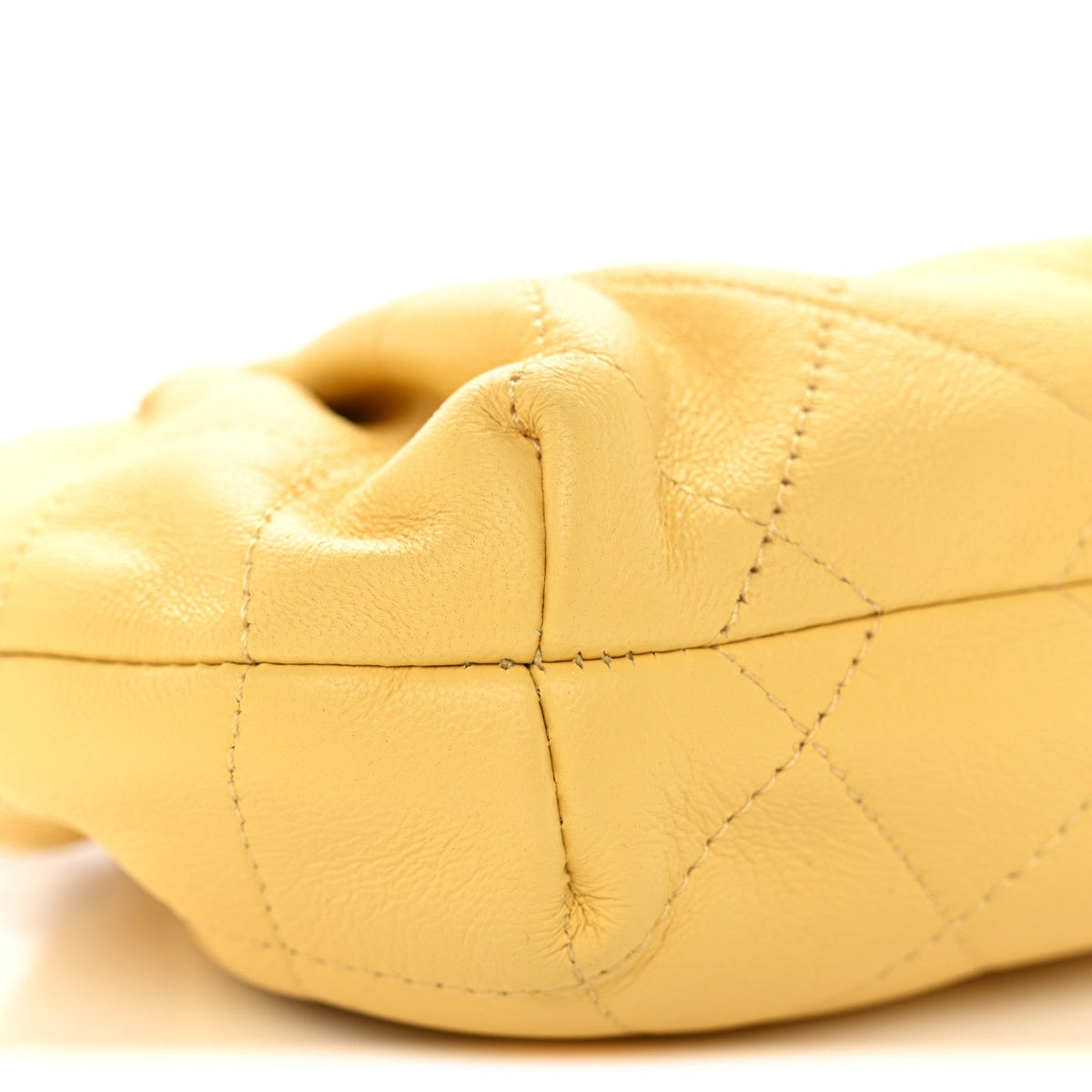 Lambskin Plexiglass Tortoise Shell Quilted Mini Pouch Yellow