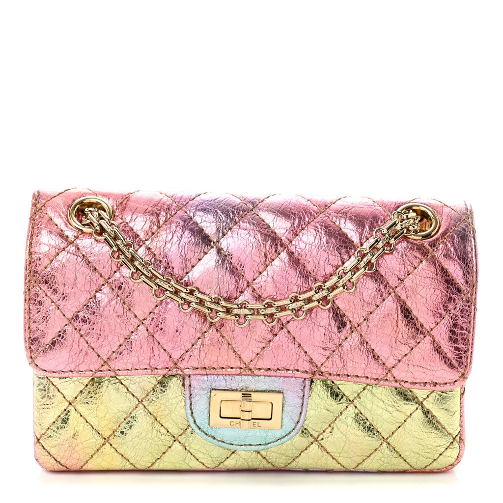 Metallic Goatskin Quilted Mini 2.55 Reissue Flap Multicolor