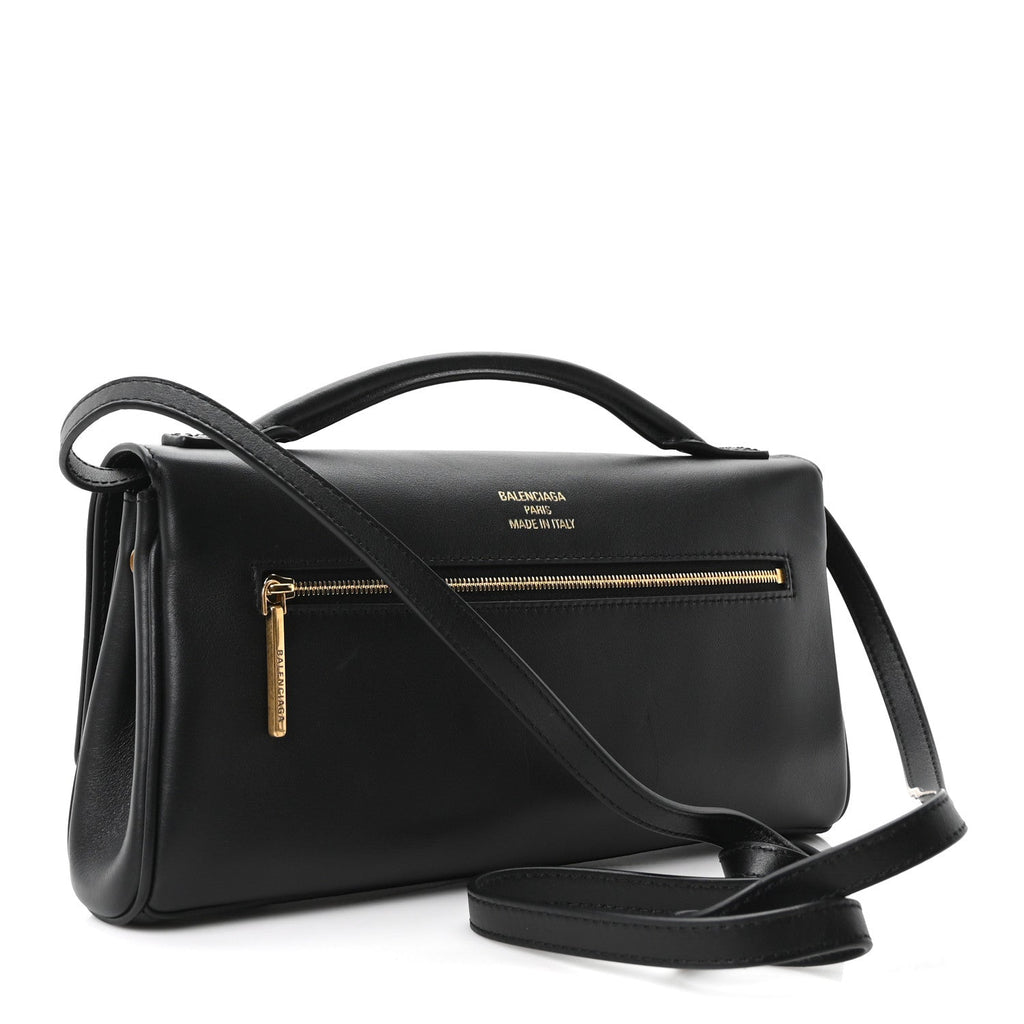 Smooth Calfskin Small Bel Air Clutch On Strap Black