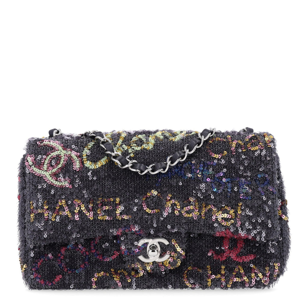 Sequin Logo CC Medium Flap Blue Multicolor