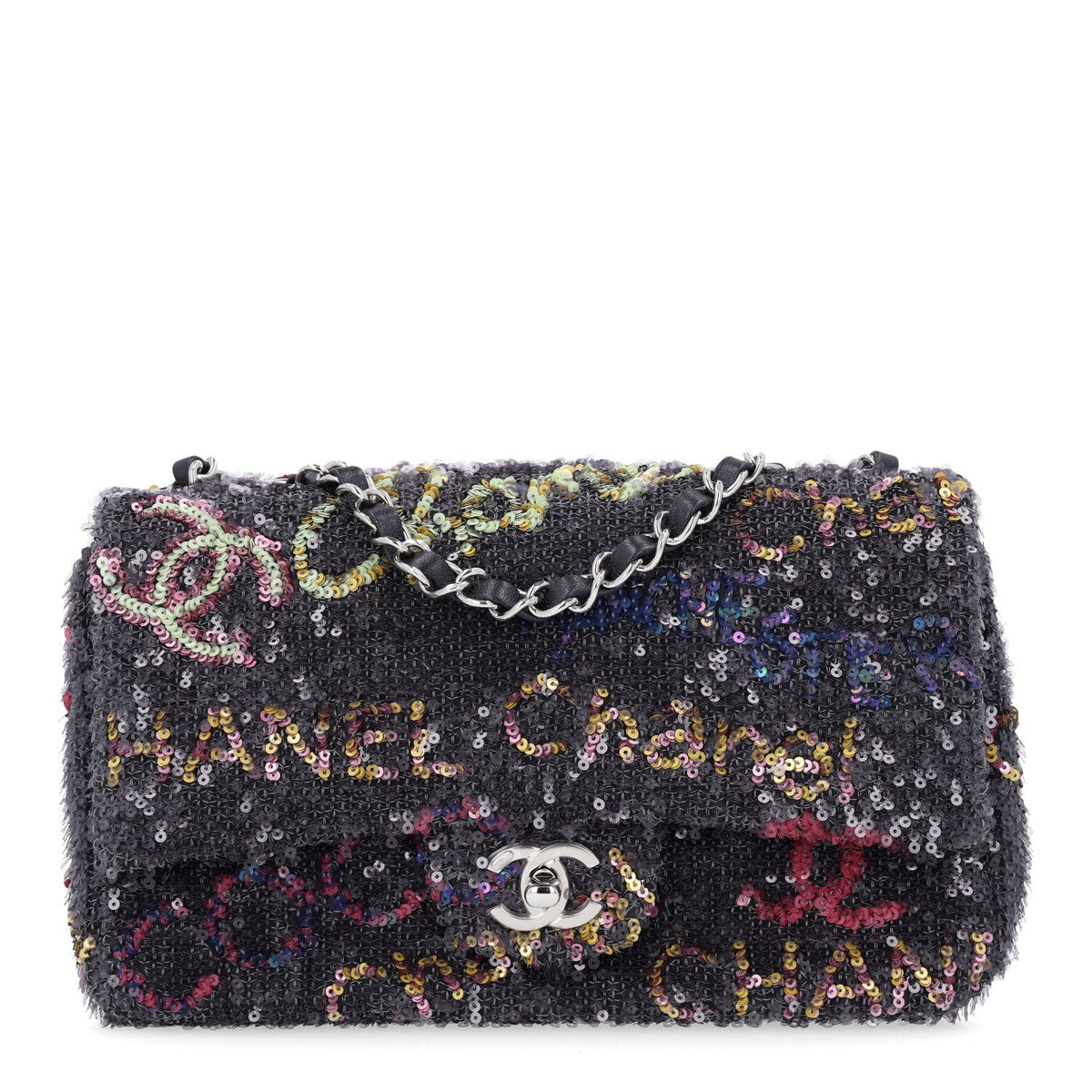 Sequin Logo CC Medium Flap Blue Multicolor