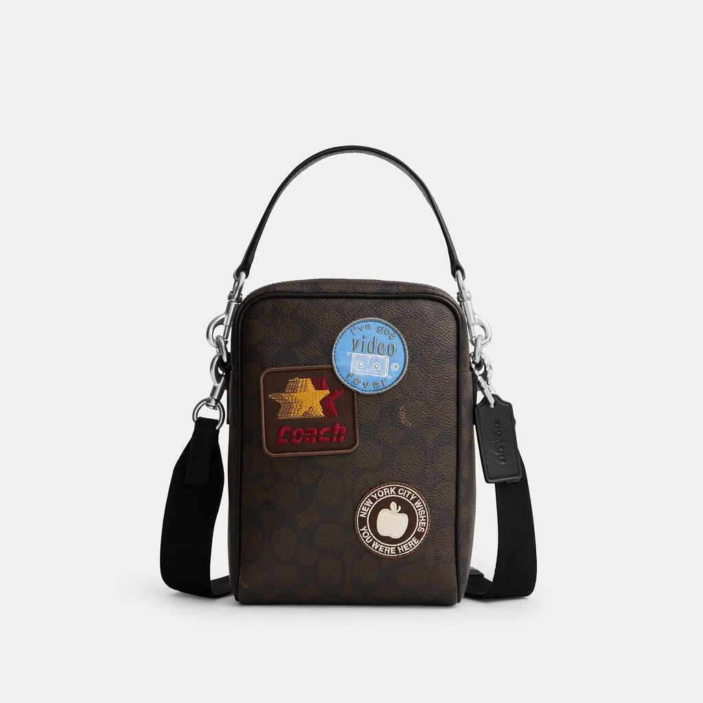 Coach Outlet Tristan Crossbody Bag 14 In Signature Canvas With Patches