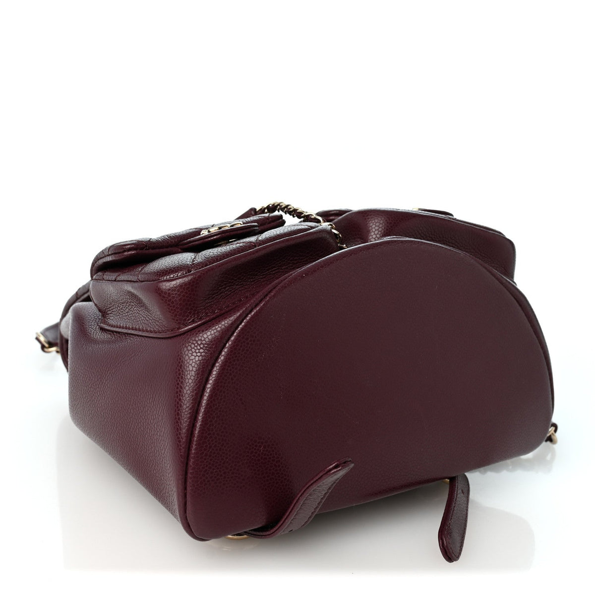 Shiny Caviar Quilted Medium Duma Pockets Drawstring Backpack Dark Burgundy
