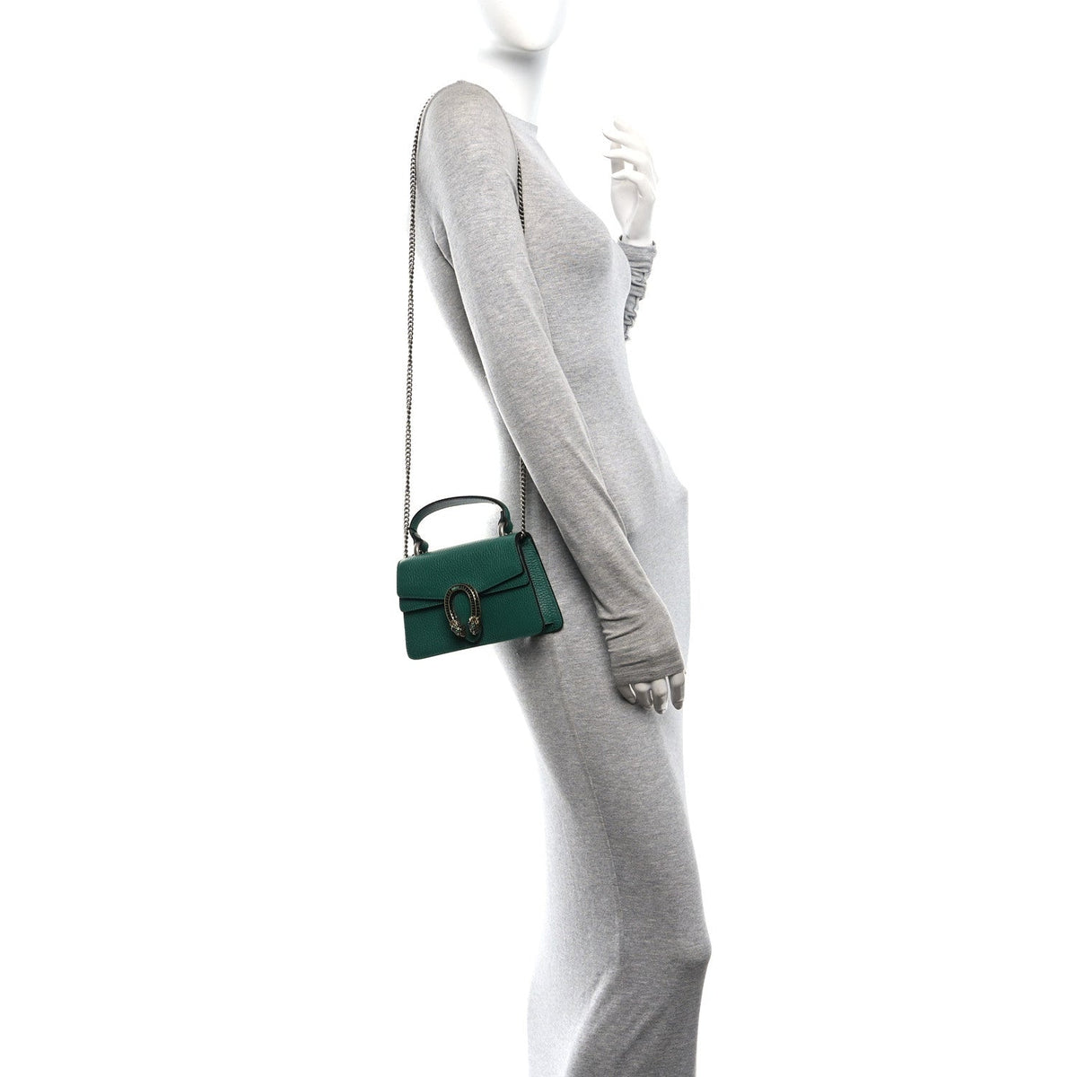 Dollar Calfskin Crystal Mini Dionysus Top Handle Bag Emerald