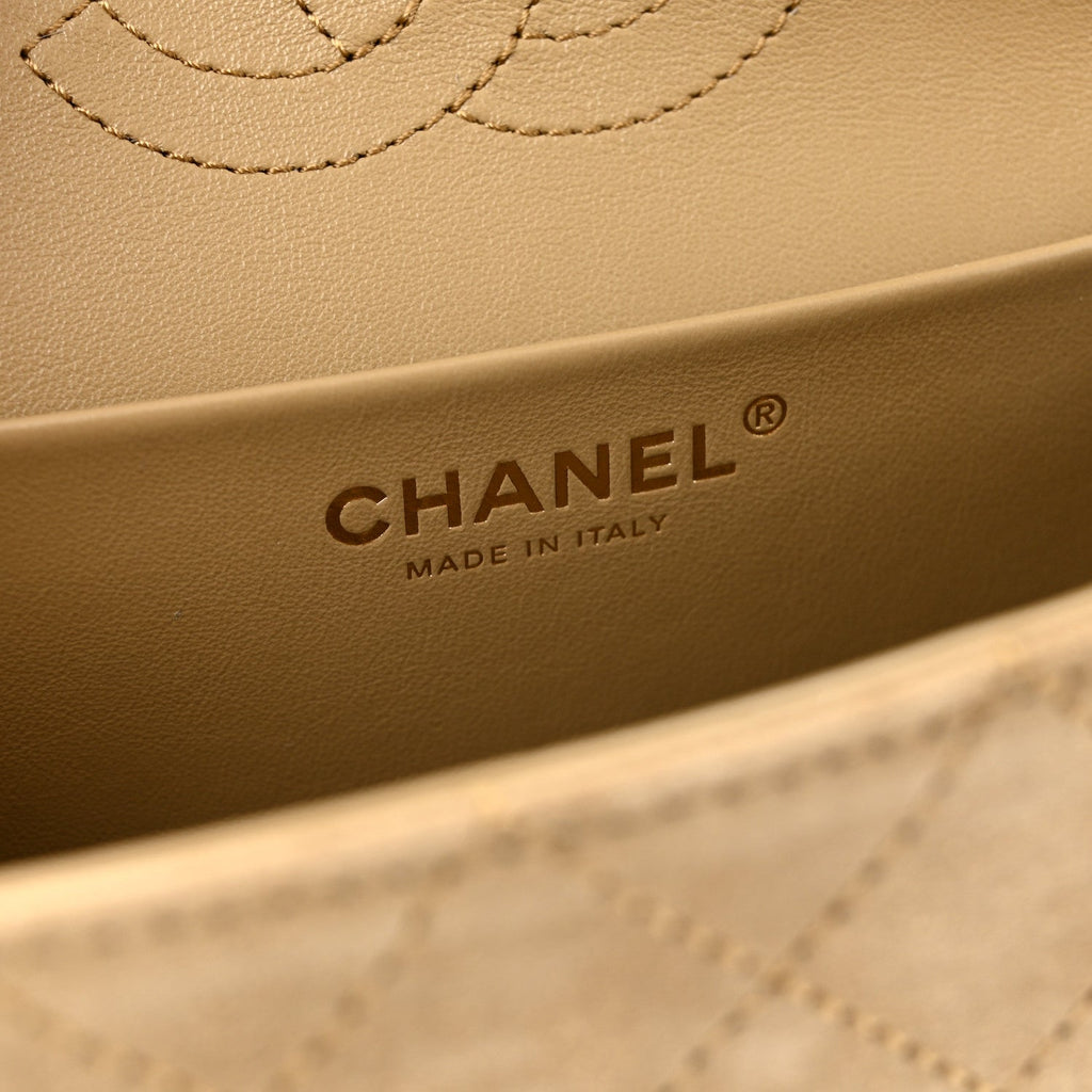Suede Calfskin Mini Souplissimo Flap Dark Beige