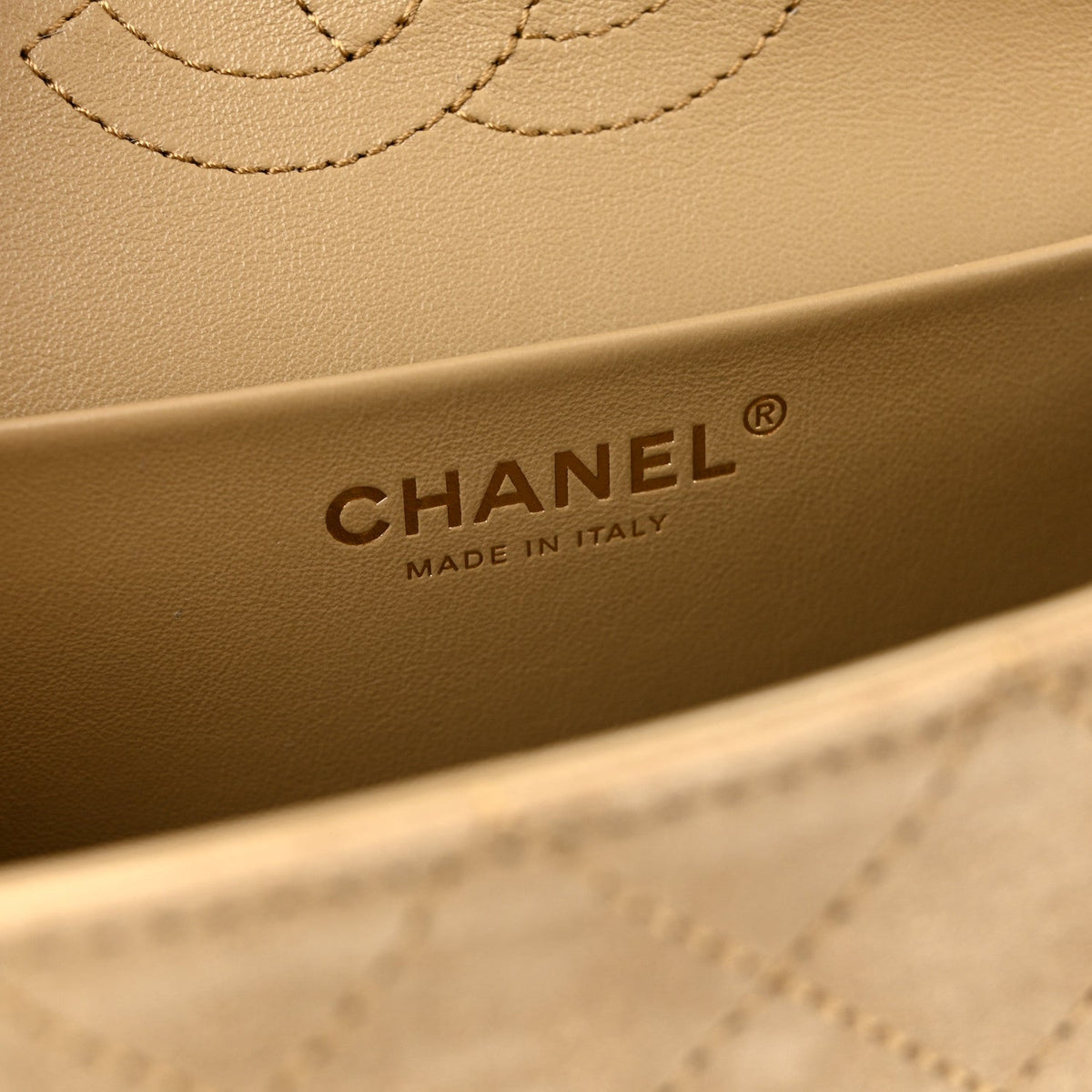 Suede Calfskin Mini Souplissimo Flap Dark Beige