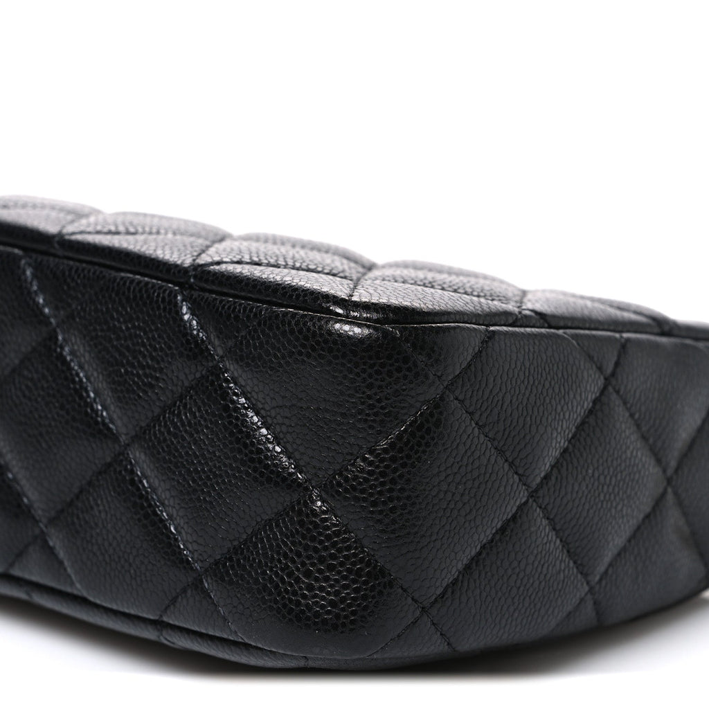 Caviar Quilted Purse With Chain Black