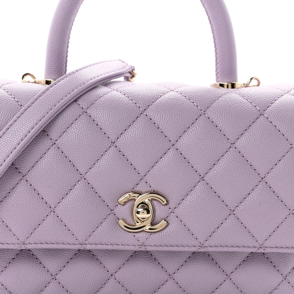 Caviar Quilted Mini Coco Handle Flap Light Purple