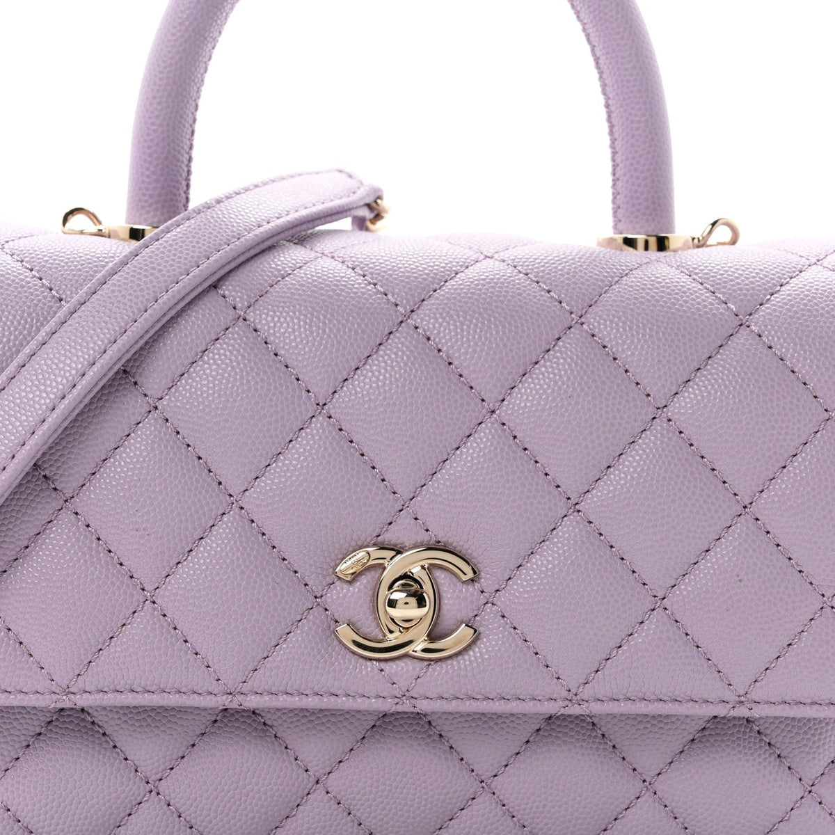 Caviar Quilted Mini Coco Handle Flap Light Purple