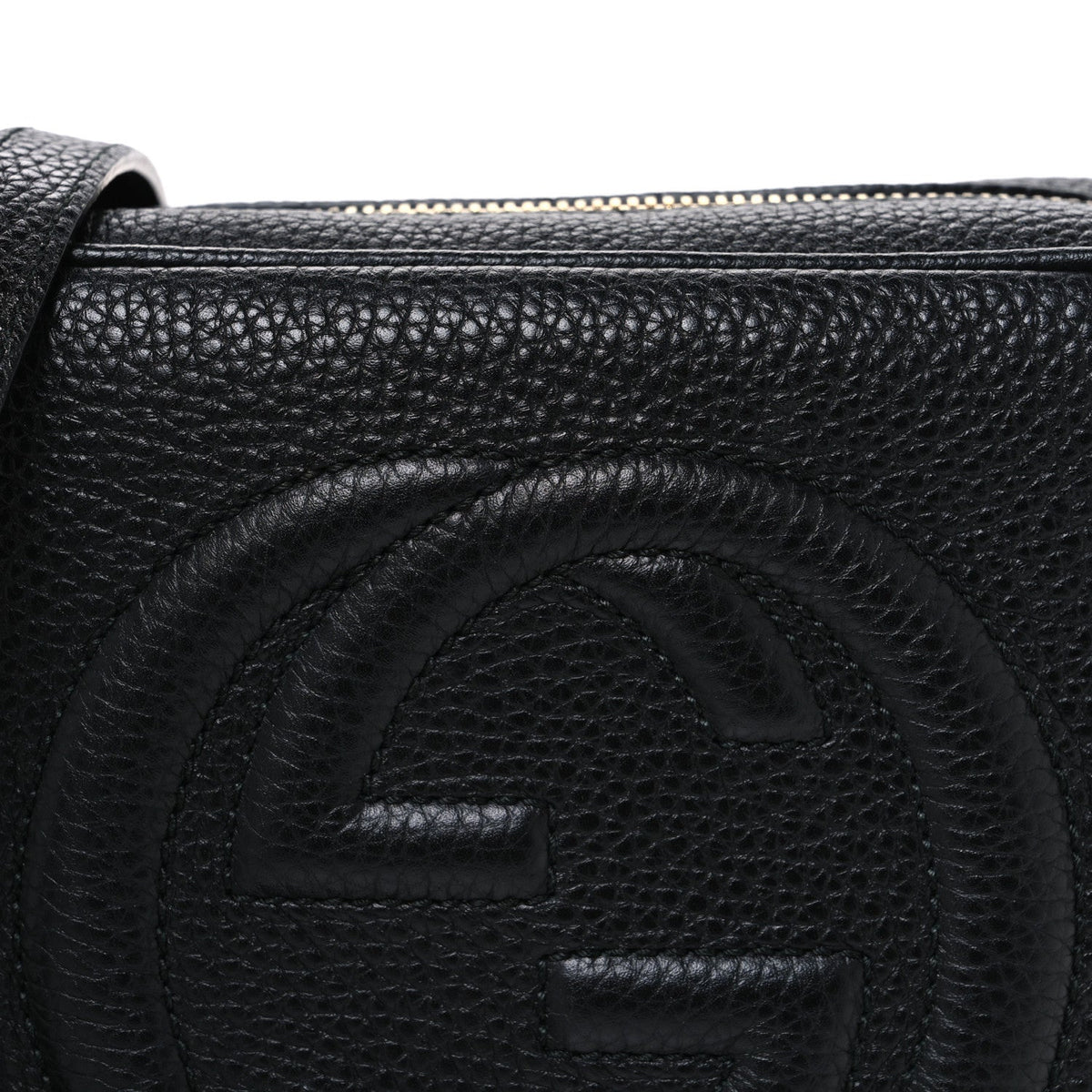 Pebbled Calfskin Small Soho Disco Bag Black