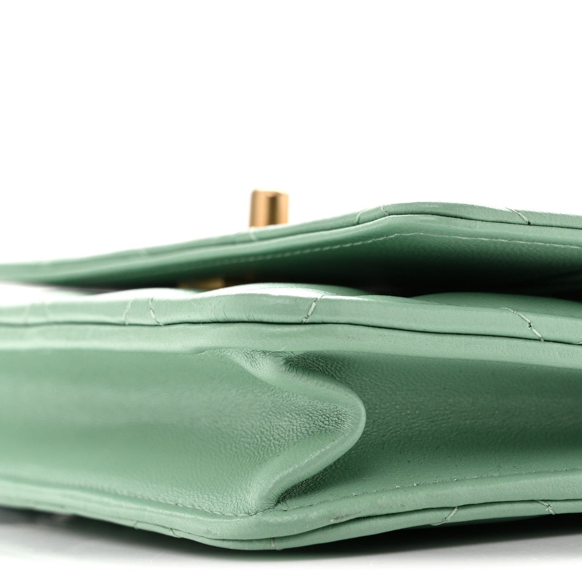 Lambskin Quilted Logo WOC Wallet On Chain Green