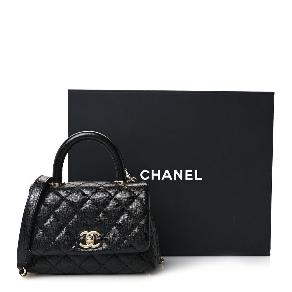 Caviar Quilted Extra Mini Coco Handle Flap Black