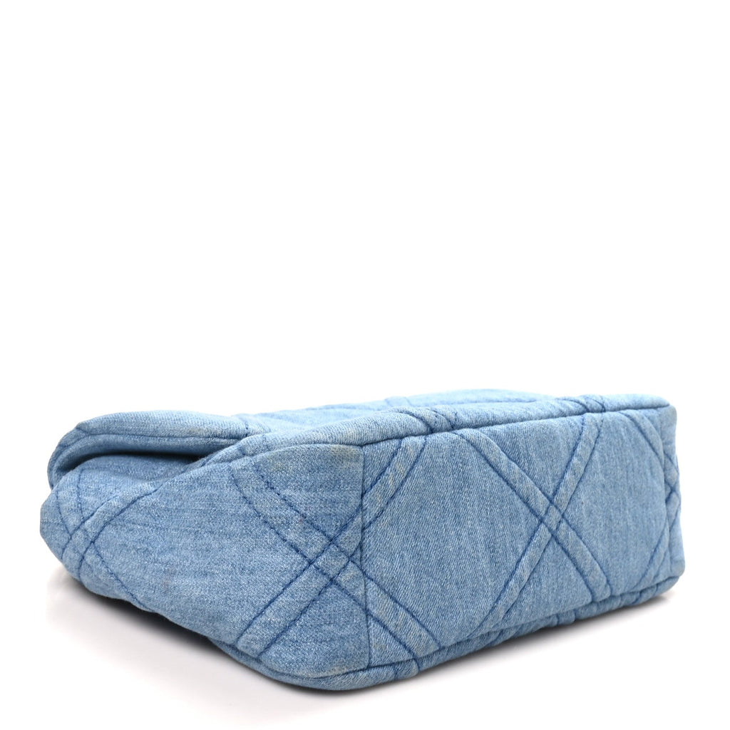 Denim Quilted Medium Chanel 19 Flap Blue