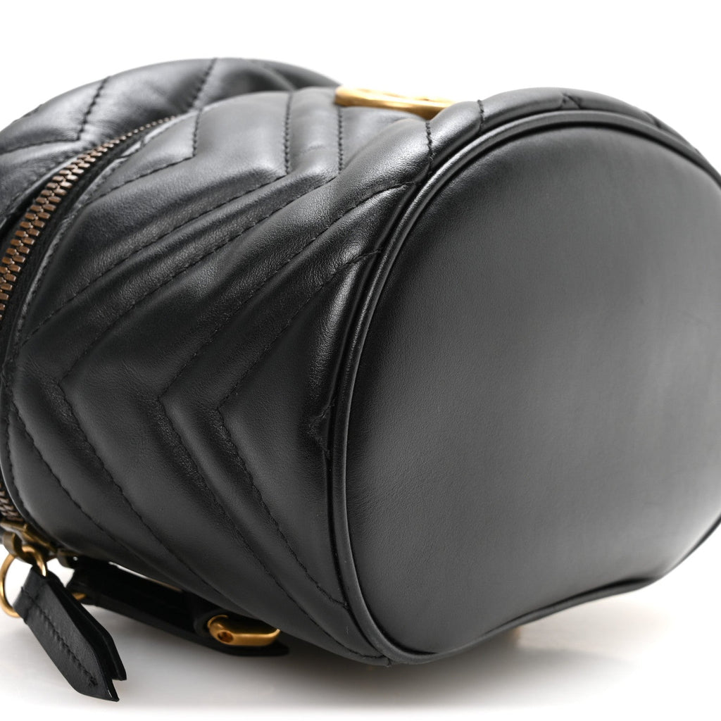 Calfskin Matelasse Mini GG Marmont Round Backpack Black