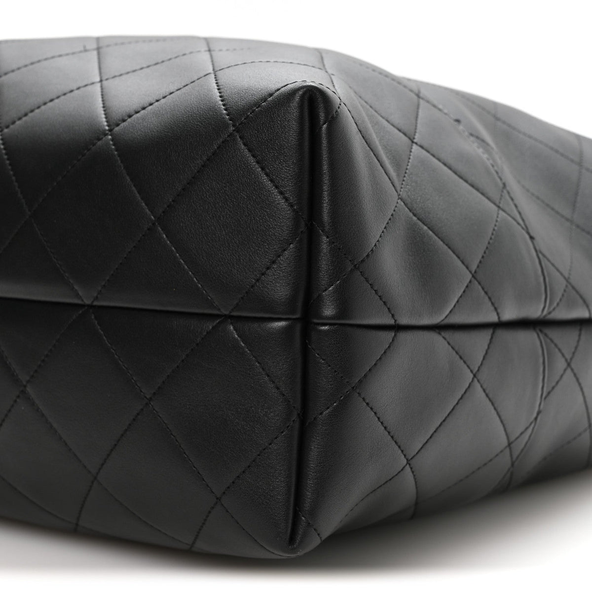 Calfskin Quilted Large Coco Base Shopping Bag Black