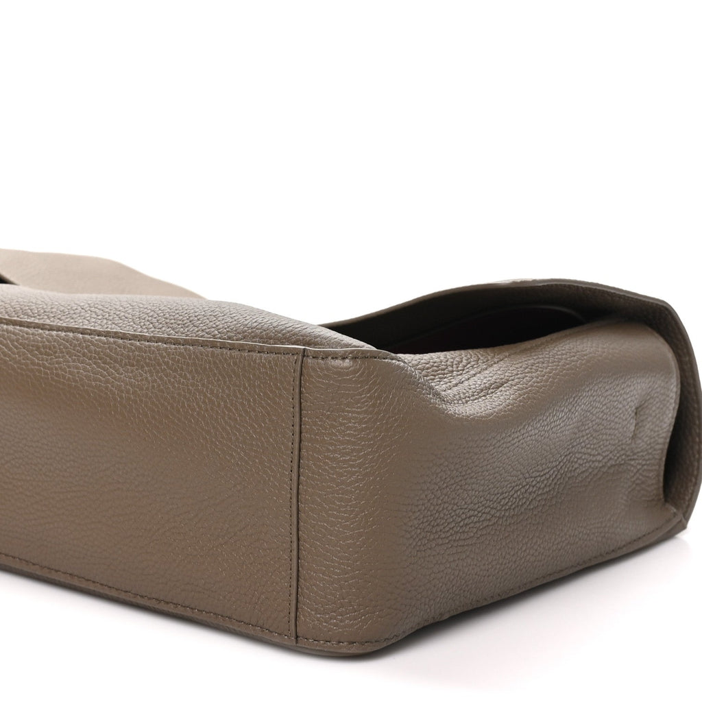 Grained Calfskin Souplissimo Maxi Flap Dark Khaki