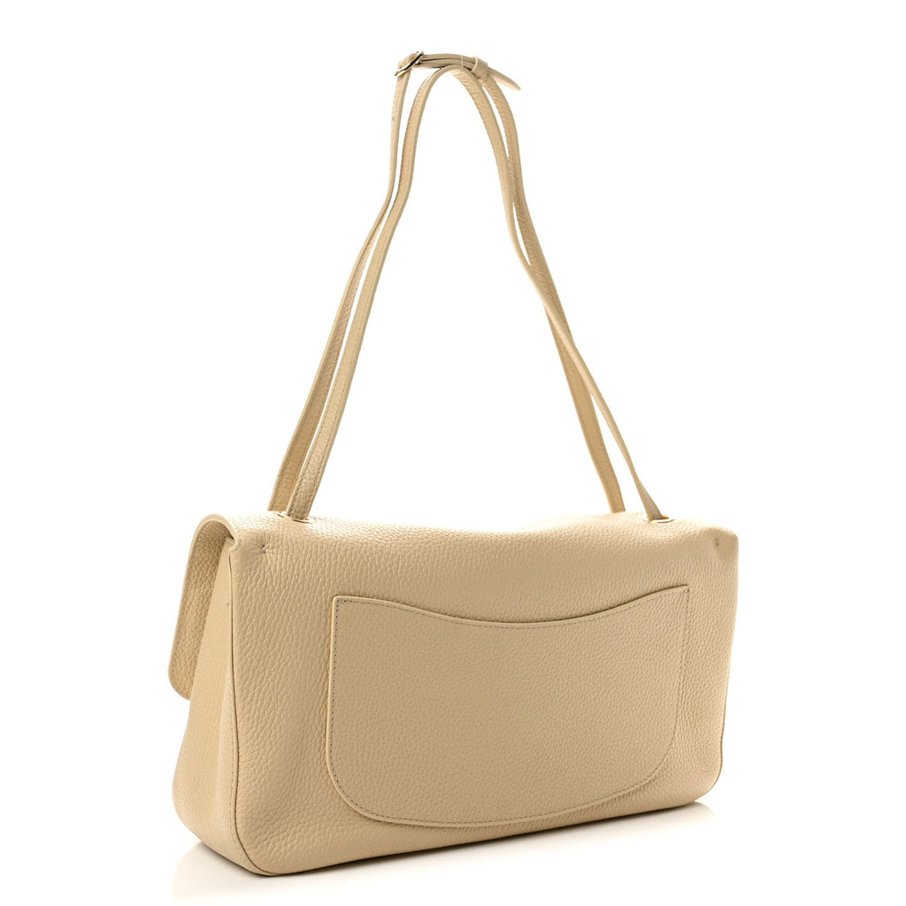 Grained Calfskin Small Souplissimo Maxi Flap Beige