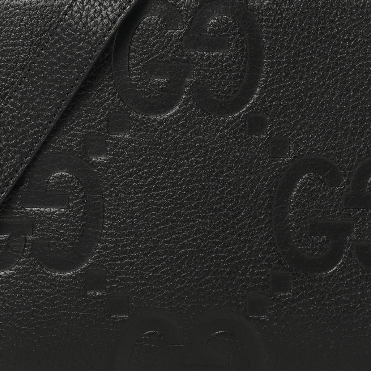 Monogram Jumbo GG Textured Dollar Calfskin Crossbody Bag Black