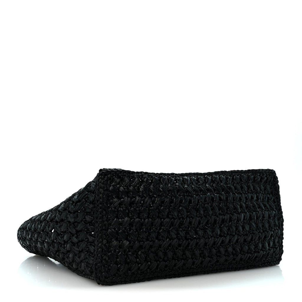 Raffia Coco Beach Shopping Bag Black