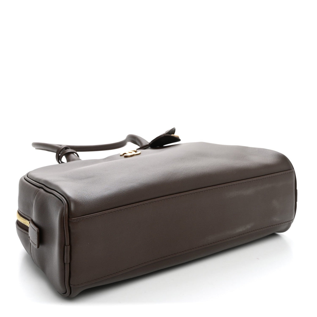 Calfskin Large Perfect Bowling Bag Dark Brown