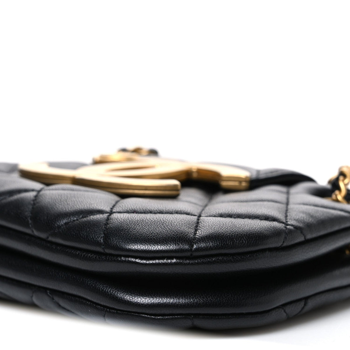 Lambskin Quilted Small Giant CC Flap Bag Black
