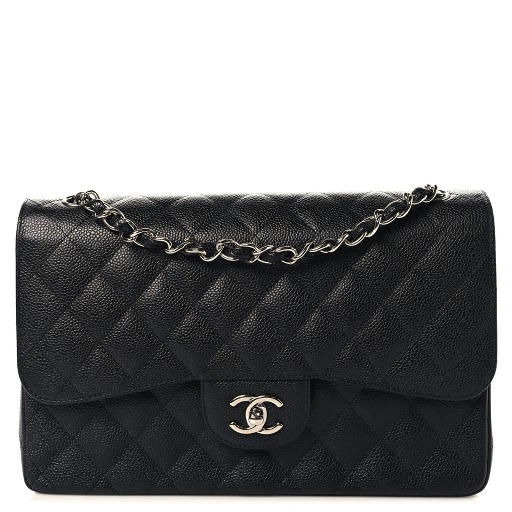 Caviar Quilted Jumbo Double Flap Black