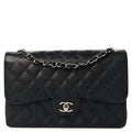 Caviar Quilted Jumbo Double Flap Black