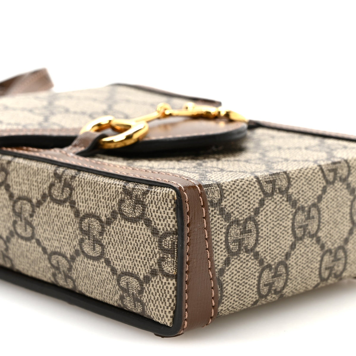 GG Supreme Monogram Mini Horsebit 1955 Crossbody Bag Beige Brown Sugar