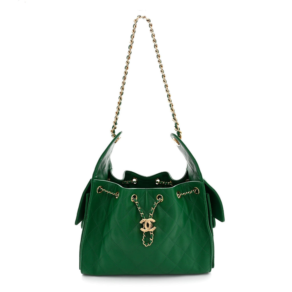 Caviar Quilted Small Chanel 25 Handbag Green