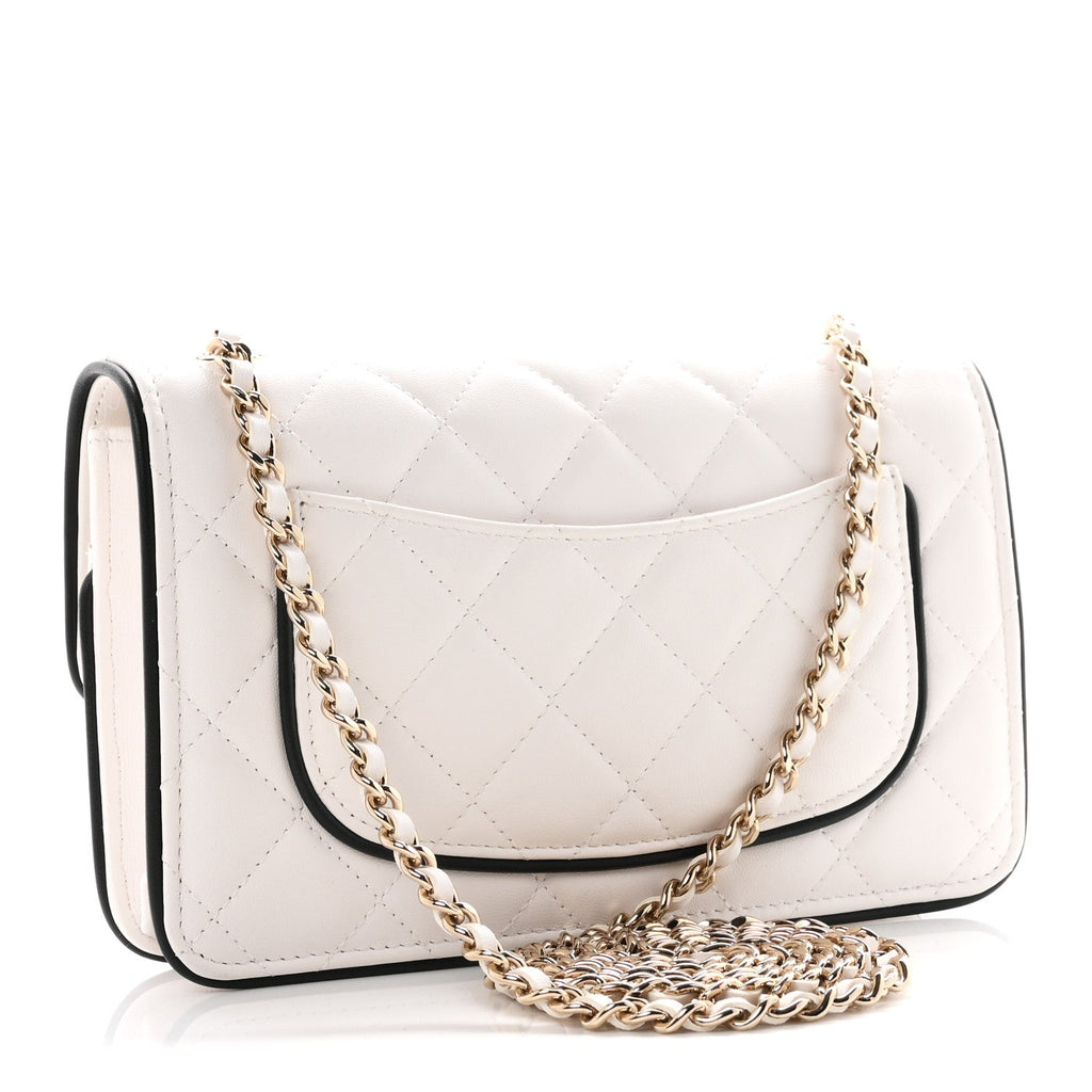 Lambskin Quilted Resin CC Mini Flap Bag White Black