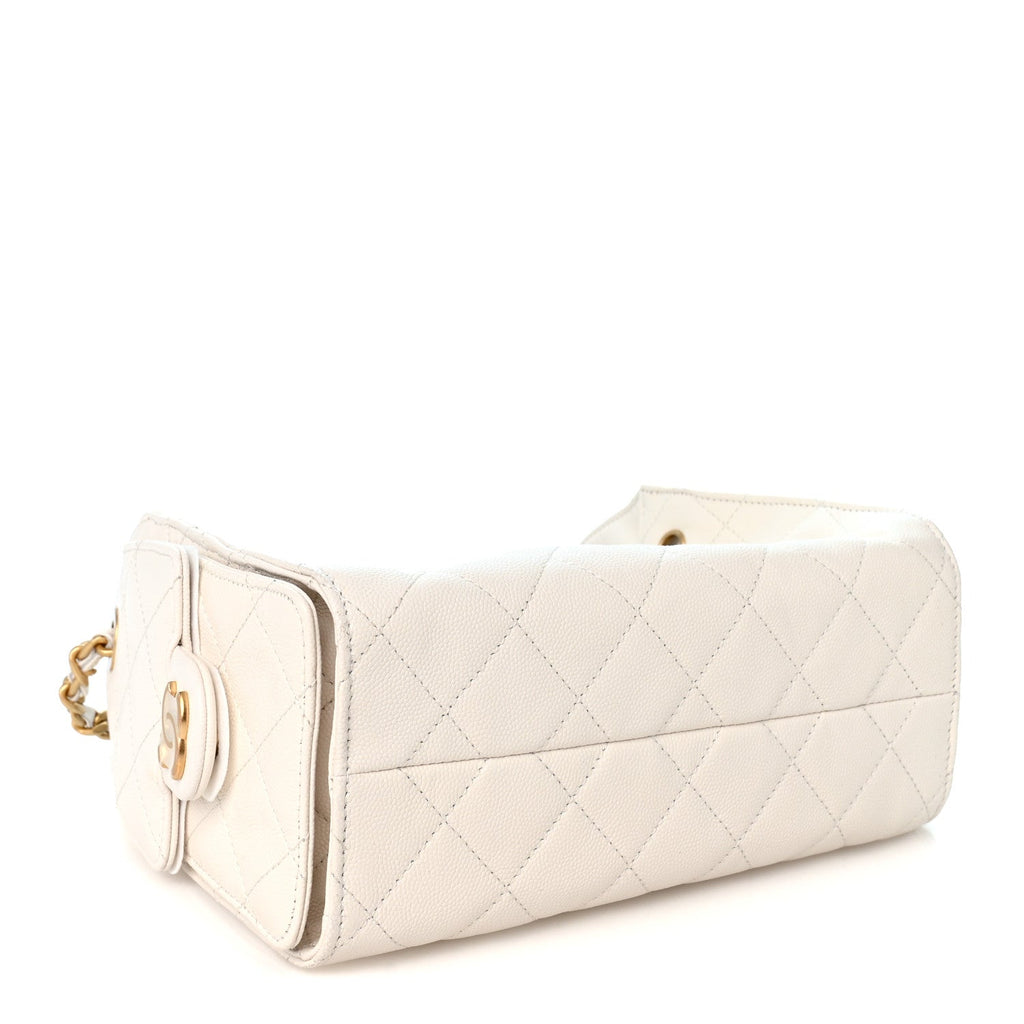 Caviar Quilted Mini Chanel 25 Handbag White