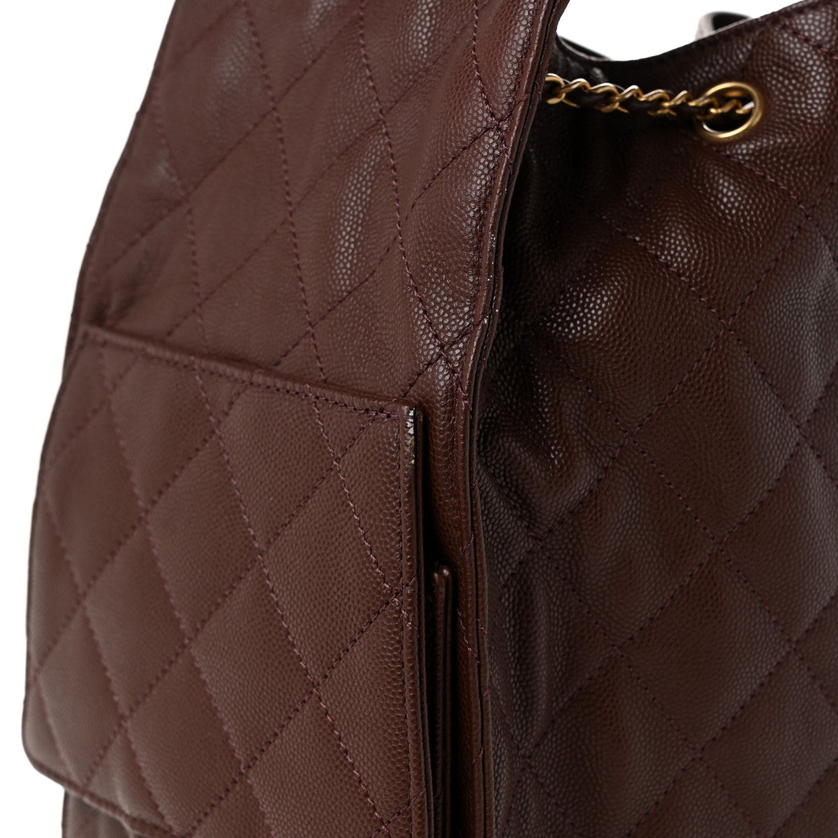 Caviar Quilted Medium Chanel 25 Handbag Dark Brown