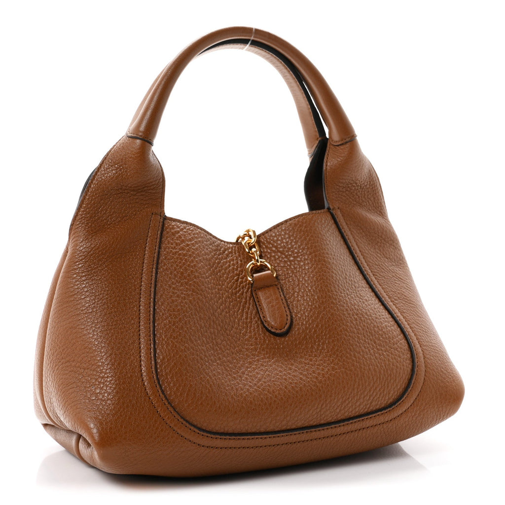 Grained Calfskin Softbit Medium Shoulder Bag Brown