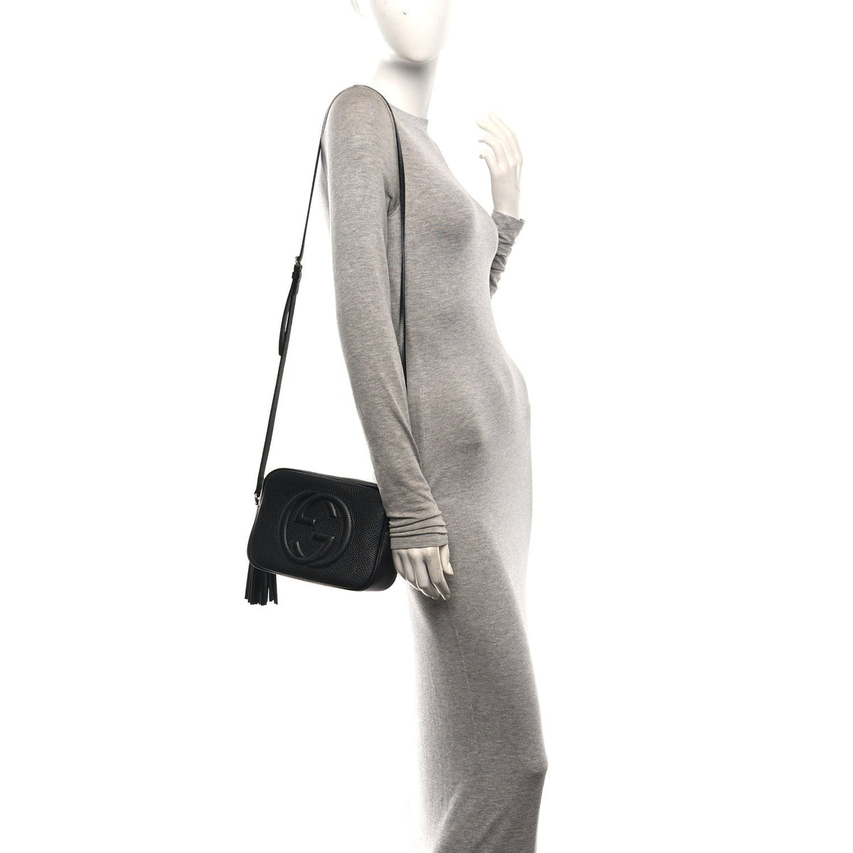 Pebbled Calfskin Small Soho Disco Bag Black