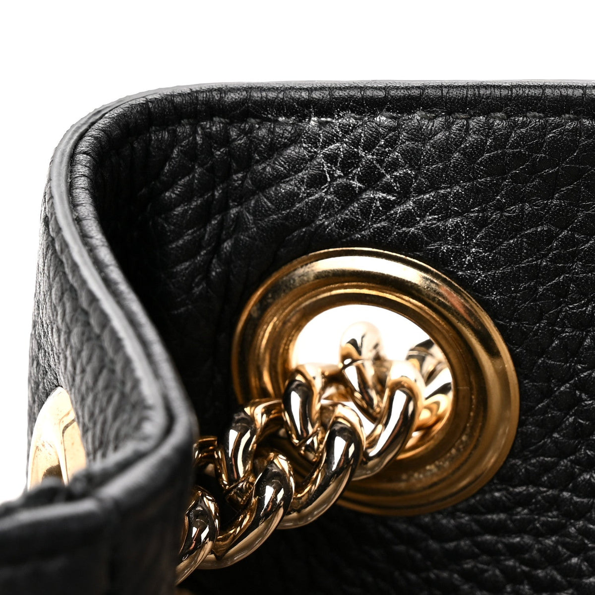 Pebbled Calfskin Medium Soho Chain Shoulder Bag Black