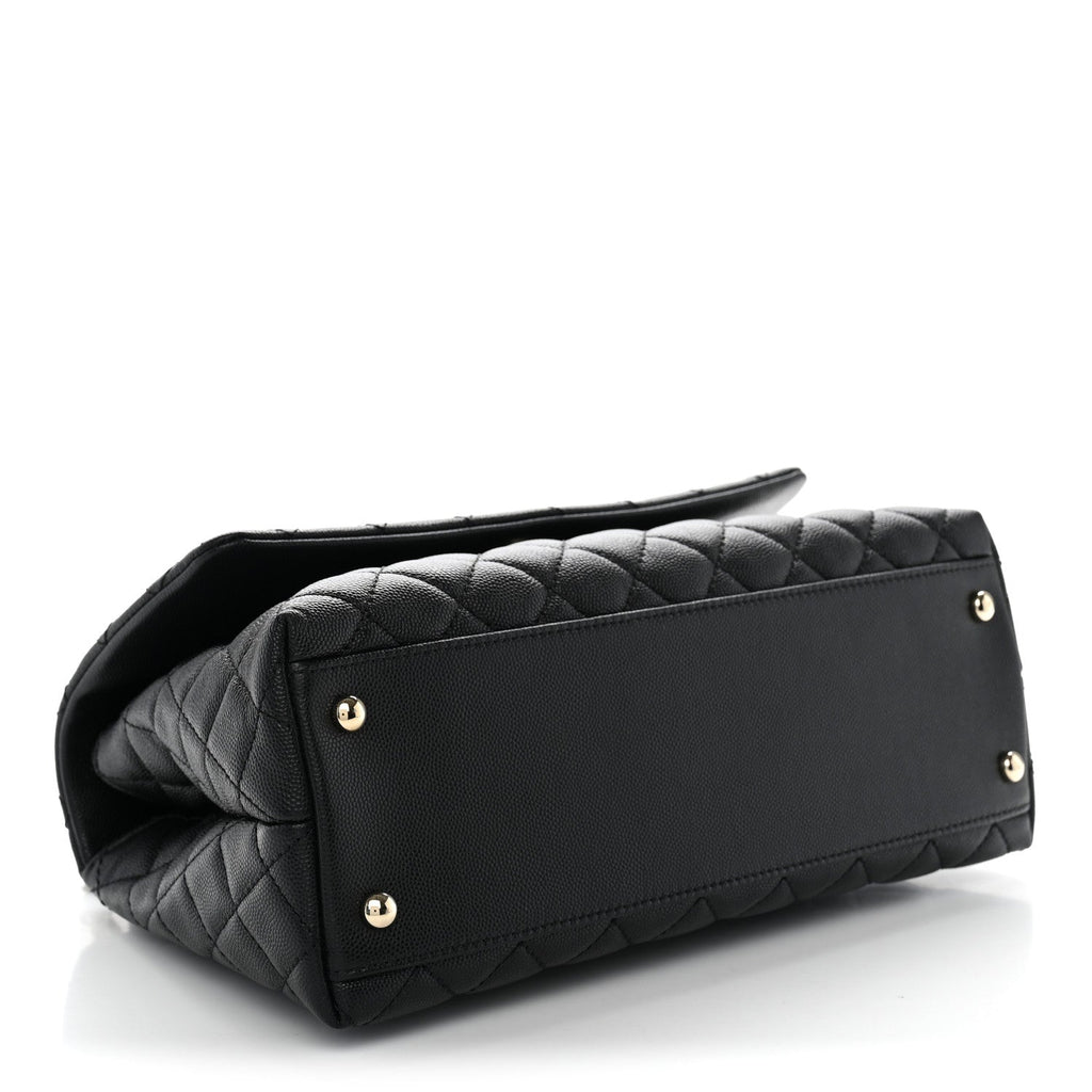 Caviar Quilted Small Coco Handle Flap Black