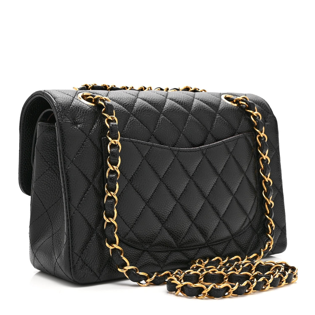 Caviar Quilted Small Double Flap Black
