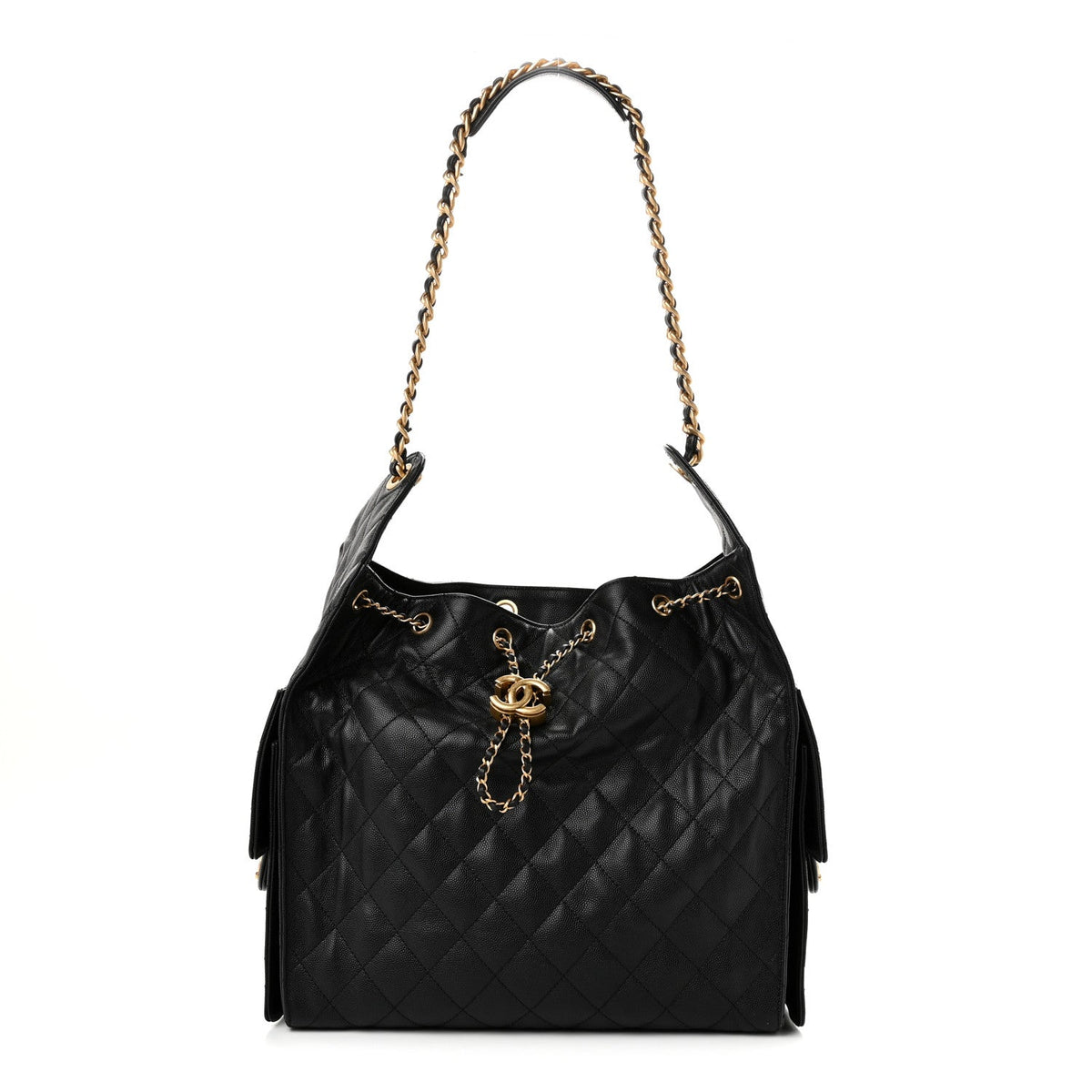 Caviar Quilted Medium Chanel 25 Handbag Black
