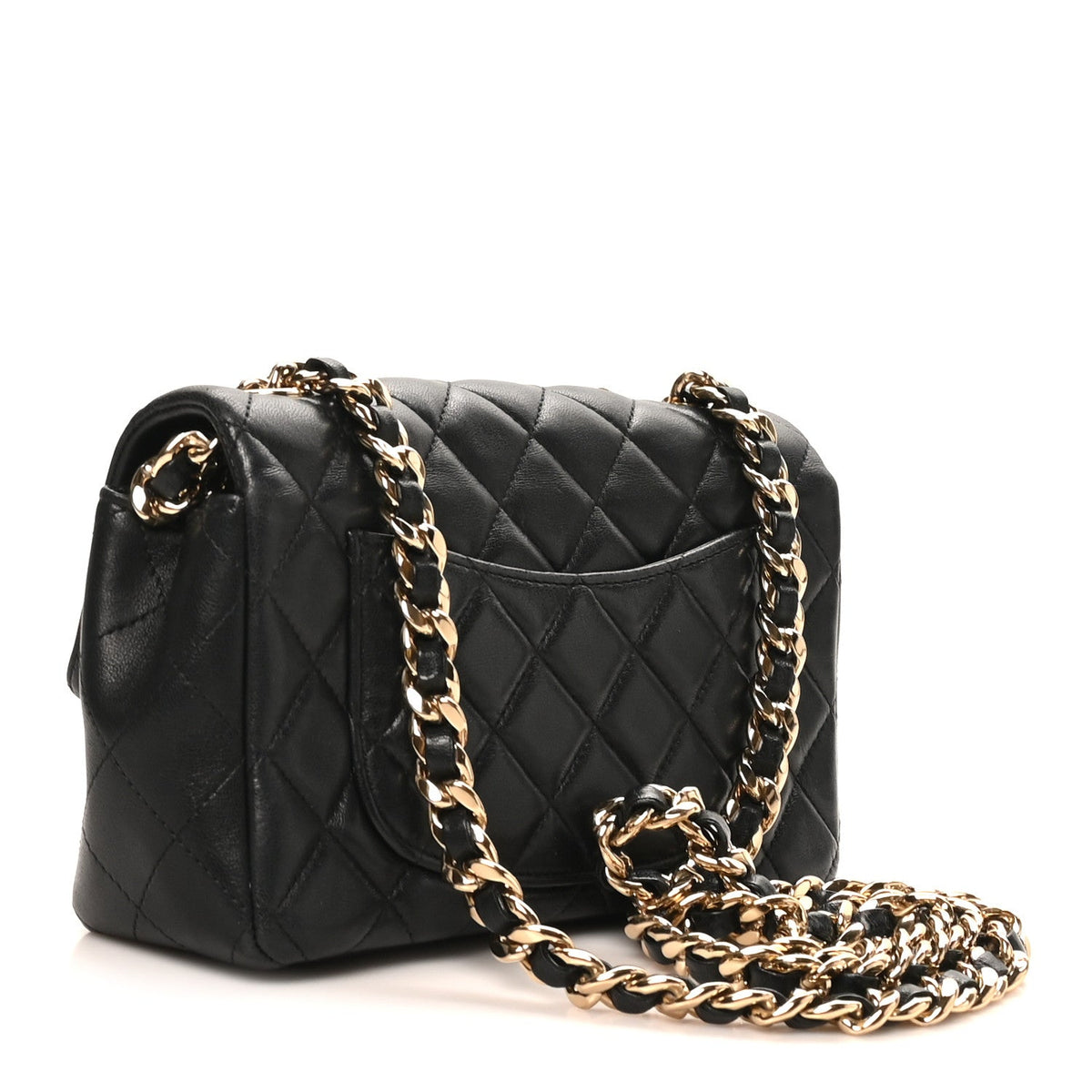 Lambskin Quilted Mini Coco Charms Rectangular Flap Black