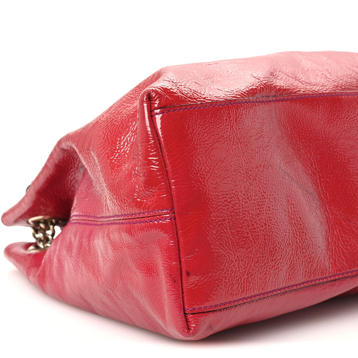 Vernice Naplack Medium Soho Chain Shoulder Bag Bright Bouganville Bright Bouganville