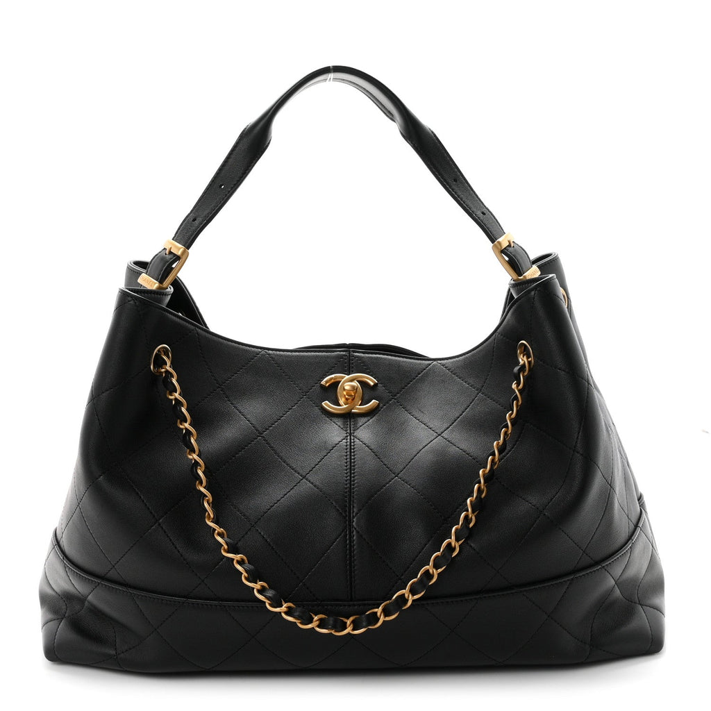 Calfskin Quilted Small Coco Base Shopping Bag Black