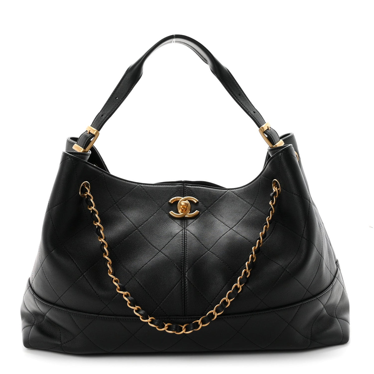 Calfskin Quilted Small Coco Base Shopping Bag Black