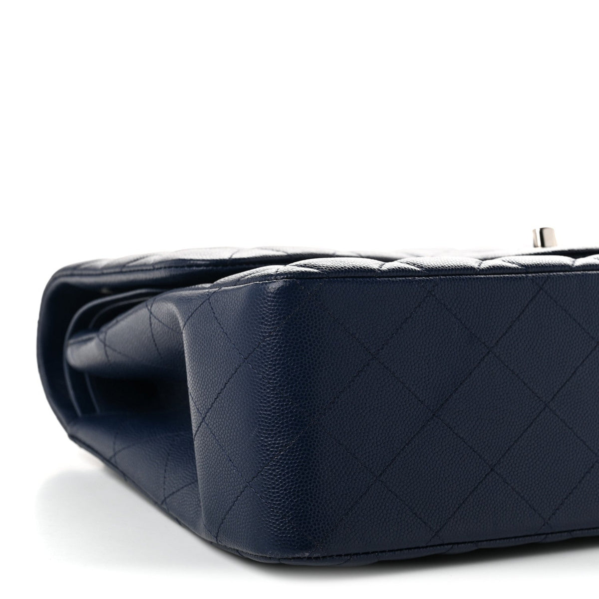 Caviar Quilted Jumbo Double Flap Navy Blue