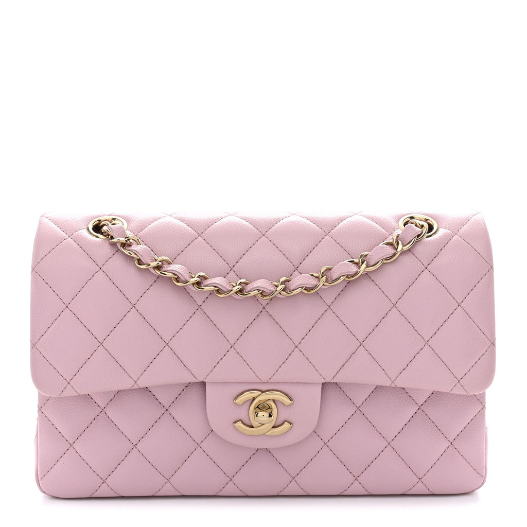 Caviar Quilted Small Double Flap Pink