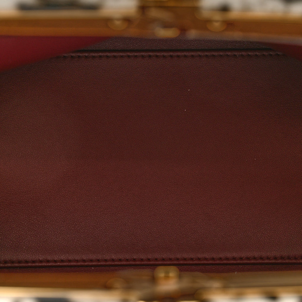 Lambskin Pony Hair Printed Clutch With Chain Black White