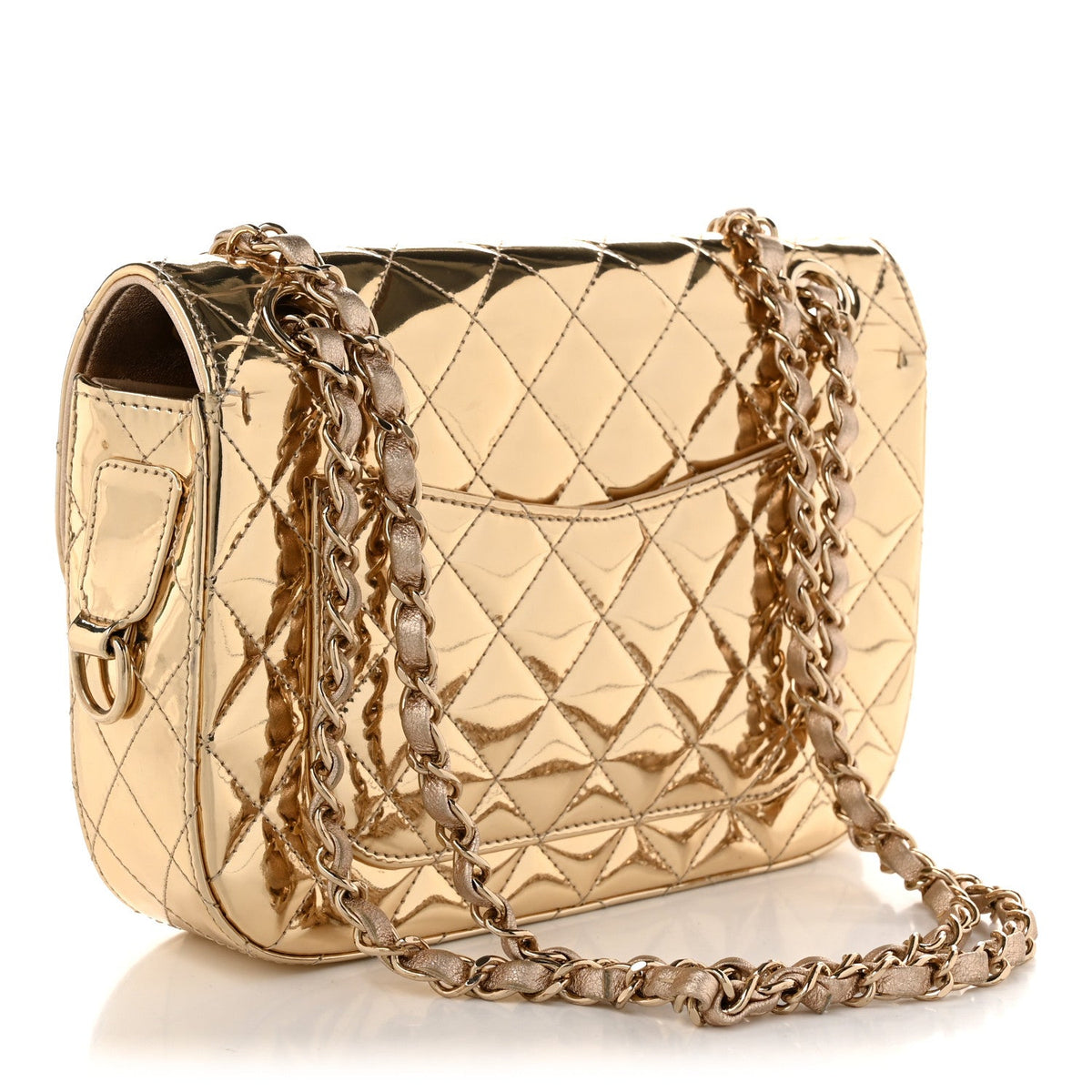 Mirror Calfskin Metallic Calfskin Medium Hollywood Boulevard Flap With Star Coin Purse Light Gold