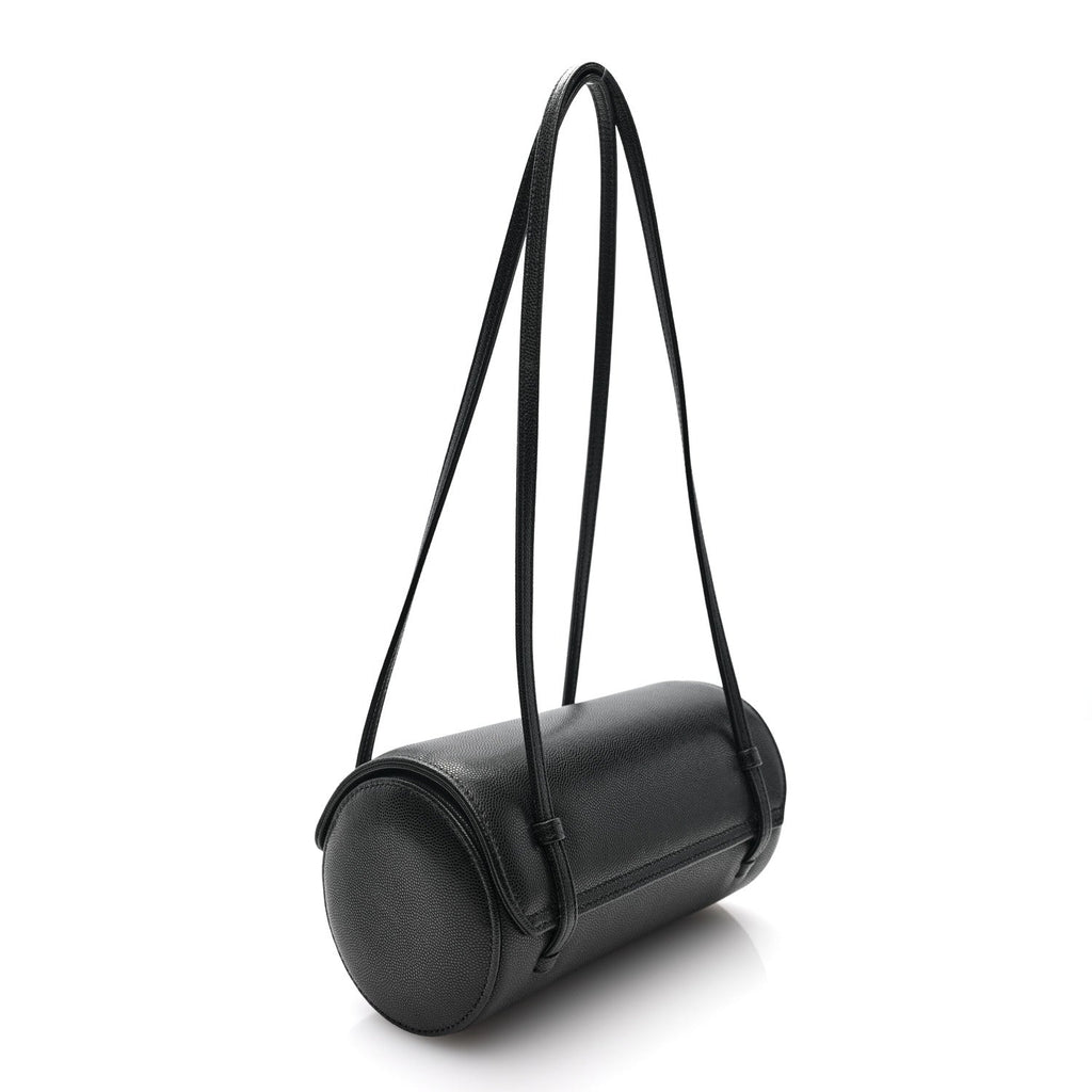 Shiny Caviar Preppy Coco Small Bowling Bag Black