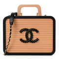 Beech Wood Lambskin Medium CC Vanity Case Black