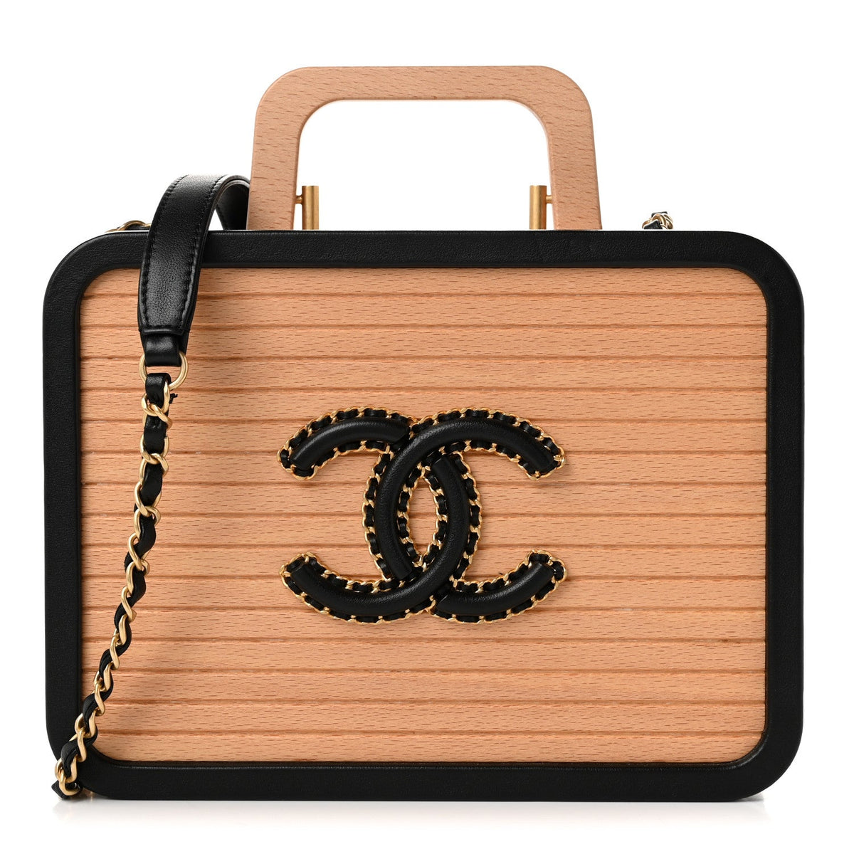 Beech Wood Lambskin Medium CC Vanity Case Black