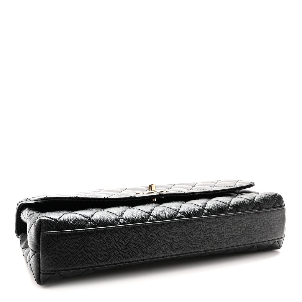 Caviar Quilted Maxi East West Coco Handle Flap Black